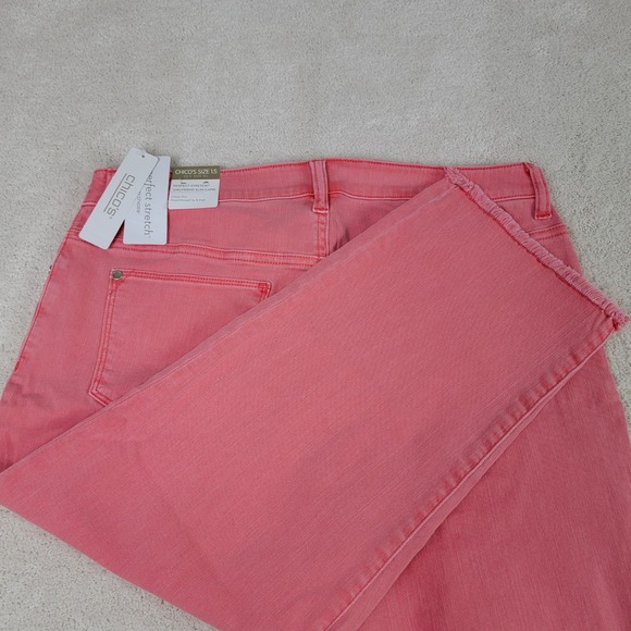 Chico's Denim - Chico's NEW Women's Size 10 Coral Perfect Girlfriend Slim Capri Fray Hem Jeans